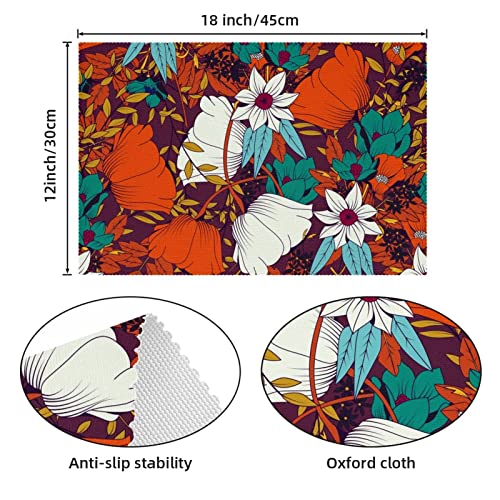 Set de table antidérapant résistant à la chaleur | Napperon vintage floral d'été x6