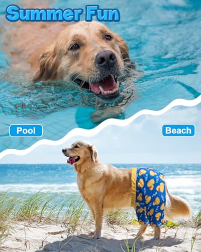 Image of CuteBone Dog Swim Trunks Swimsuit Durable & Comfortable - Quick-Dry, Adjustable Waistband Shorts, UV Protection Bikini- Perfect for Beach, Pool & Outdoor Fun, Duck DST01M