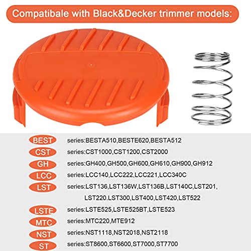 Image of THTEN RC-100-P Spool Cap Spring Fit for Black+Decker AF-100 AFS Trimmers | RC100P,385022-03 Compatible with Black and Decker Weed Eater Cover,Weed Wacker Caps Grass Trimmer Parts for AFS Trimmer