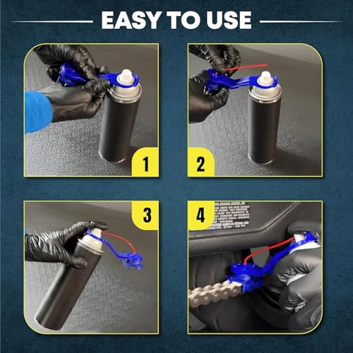 Image of MIKANIX Motorcycle Chain Oiler Spray Attachment for Chains I Universal Chain Lubrication Tool for Bike Maintenance I Fits Any Chain Lube Can I Nozzle Sprayer Dispenser (Blue)