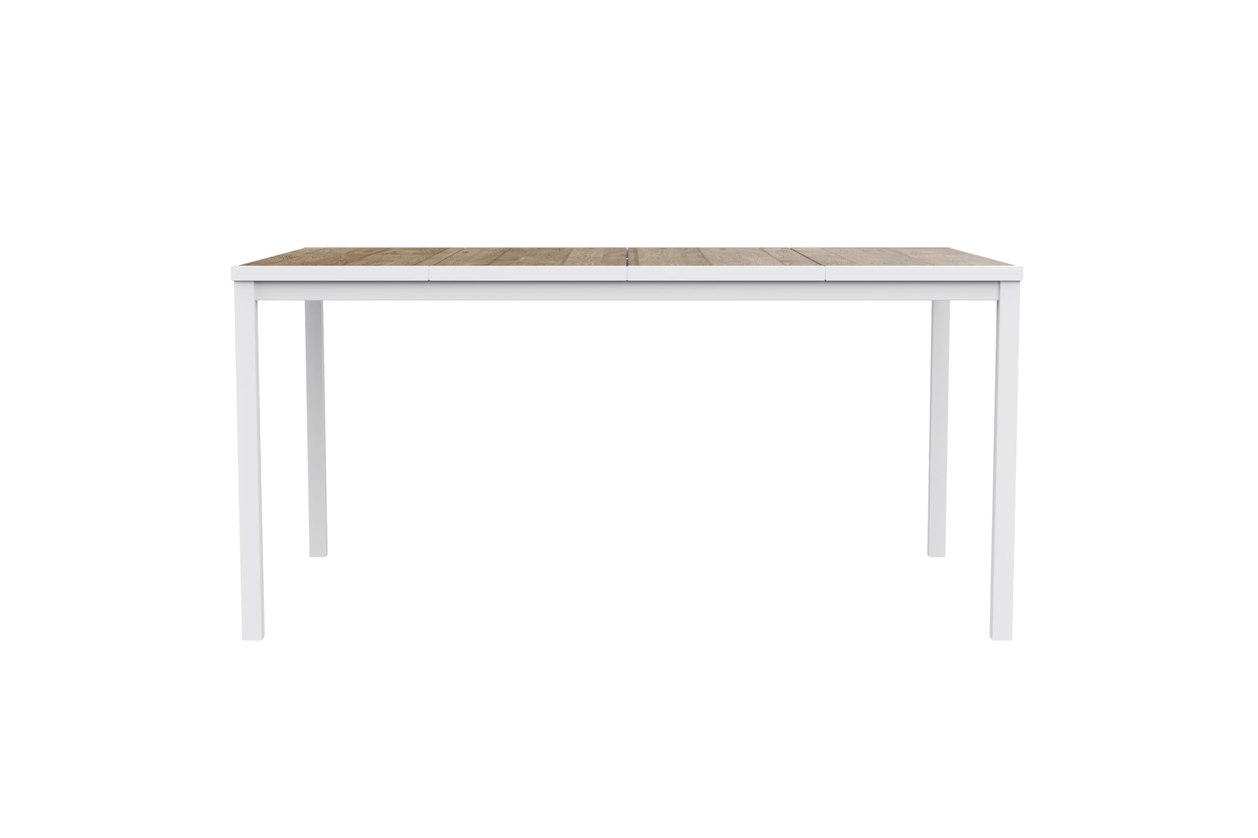 Keter Avon Tavolo da Pranzo Esterno per Giardino e Terrazza, 160x95x75H cm, Adatto per 6 Persone, Piano in Finitura Effetto Legno, Struttura in Metallo Bianca