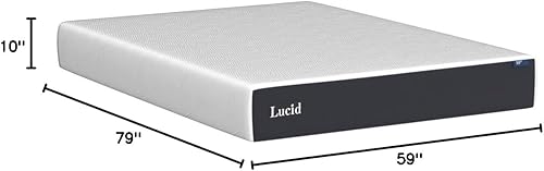 Miniatura 63 de LUCID - Colchón de espuma viscoelástica de 10 pulgadas, sensación media, infundido con carbón de bambú y gel, en caja, regula la temperatura, alivio