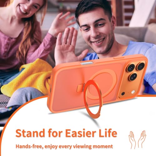 Image of AIBEX Back Cover for Apple iPhone 17 Pro MagSafe Compatible with OStand Ring Kickstand Magnetic Metal Alloy Ring | Wireless Charging | Slim Thin Scratch Resistant Armor | Protective Case - Orange