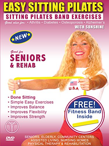 Sitting Pilates Band Exercises DVD + FREE PILATES BAND. Seniors Easy Pilates Exercises & Pilates Bands Exercise DVD for Strength & Fitness Easy SITTING Pilates Resistance Bands Exercises for Seniors, Elderly, Rehab,Good also for Over weight and Obes