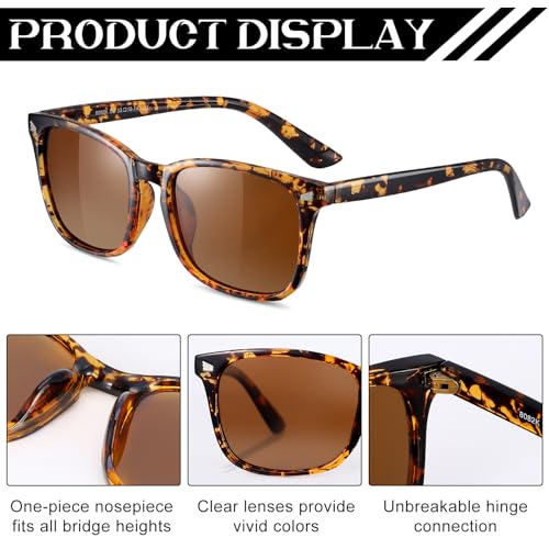 4 Pairs Polarized Sunglasses for Women Men, Trendy Sunglasses UV400 Classic Glasses(Black Brown)2