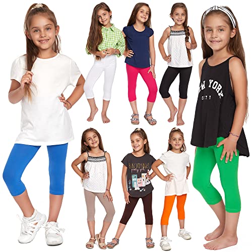 FUTURO FASHION Toddlers Girls Capri Leggings 3/4 Pants Basic School Sports Dance Kids Cropped Capri Summer Leggings, Age 2-133