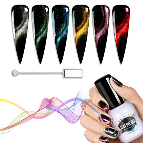 Mobray UV Gel Nail Polish Set 3D Chameleon Gel Polish Cat Eye Gel for Nails,Girls Gel Polish Beauty and Nail Care Products 6 Colors 12ml Pure Color UV LED Nail Polish (Kit 5)