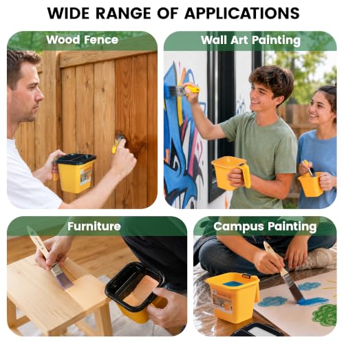 Image of Voomey 12PCS 16OZ Hand Held Paint Cup Kit, Dual-Use Paint Cup Liners & Lids with 1 inch /2 inch Trim Brushes for Home Touch Up, Model Painting, Art Creation, Cabinet Repair & Small Area DIY Projects