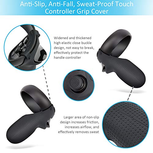 Face Silicone Cover Mask & Touch Controller Grip Cover & Knuckle Strap & Lens Protect Cover Set for Oculus Quest, Professional Silicone Protection Accessories, Sweatproof, Anti-fall 6-piece set - Thumbnail 4