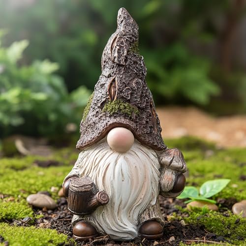 Nain de Jardin Rigolo pour Extérieur & Intérieur - Figurine de Jardin Résistante aux Intempéries Aspect Pierre - Statue Nain Peinte à la Main pour Balcon,...