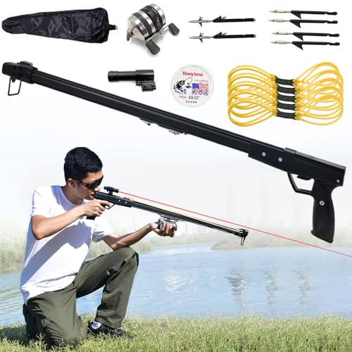 SUFFUSE Slingshot Rifle, Fishing Slingshot, High Power Slingshot with Aiming Device & Safety Catch, Outdoor Hunting & Shooting Slingshots(Package 2)