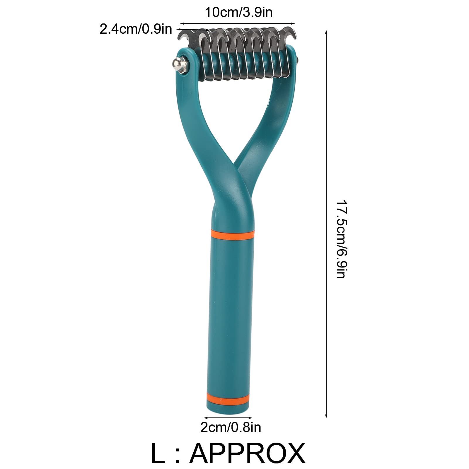 Gavigain Dual Sided Stainless Steel Pet Comb, Efficient Hair Removal, Skin Friendly Curved Teeth, Rusts, for Dogs and Cats with Thick Coats (Dark Green)