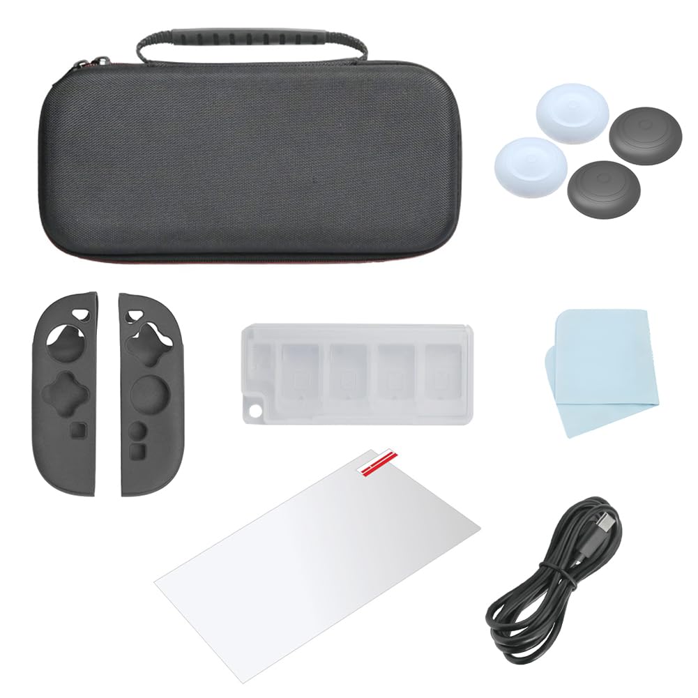 Gaming -Tragetasche for Switch 2 mit temperamentiertem Glasgriffabdeckung und Zubehör Set tragbarer Reisetasche