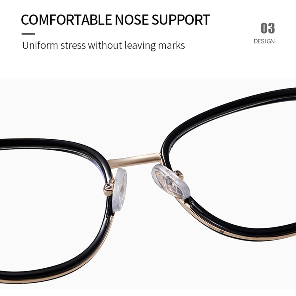 okulary kocie oko oprawka moda pół metalowa przezroczysta soczewka filtr okulary damskie panterka różowe złoto