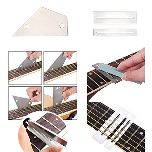 Guitar Tool Kit Repairing Maintenance Tools String Organizer String Action Ruler Gauge Measuring Tool Hex Wrench Set Files Fingerboard Guard Understring Radius Gauges Guitar Fret Rocker Leveling #TOP4