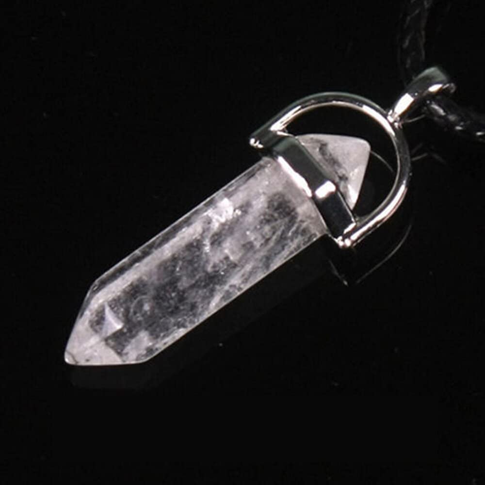 Hxscoo White Crystal Natural Quartz Chakra Crystal Healing Point Cut Gemstone Amethyst Agate Pendant Yoga Reiki Diy Necklace Souvenir Jewelry (Color : Size : Only Pendant)