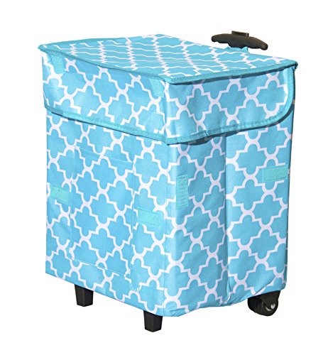 dbest products Smart Cart, Moroccan Tile Collapsible Rolling Utility Cart Basket Grocery Shopping Teacher Hobby Craft Art