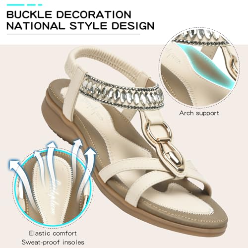 Image of Littleplum Womens Sandals Comfort Arch Support Sandals Summer Walking Shoes Casual Ankle Elastic Flip Flops Shoes