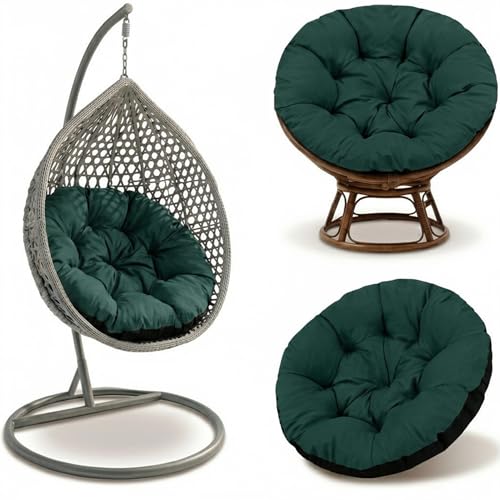 Amazinggirl Coussin Fauteuil rotin et Suspendu 110 cm - Coussins de siège Jardin pour extérieur et intérieur Rond Oreiller pour Chaise papasan Vert Teinte B