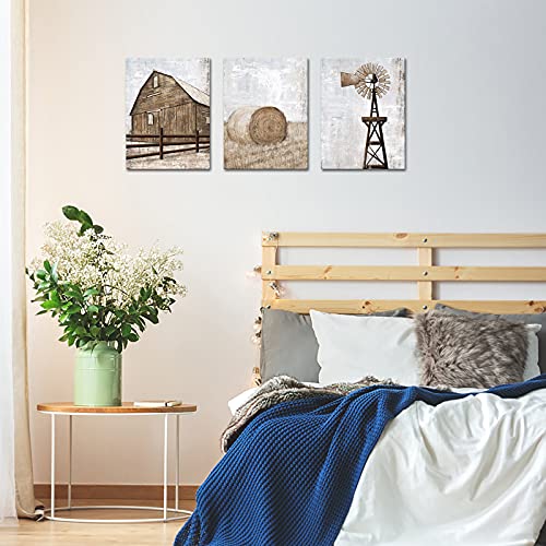 HOMEOART-Farmhouse-Wall-Art-Rustic-Barn-Windmill-Cornfield-Pictures-Countryside-Rural-Landscape-Painting-Canvas-Artwork-Stretched-and-Framed-Ready-to-Hang-Home-Decor-12x16x3-Pieces HOMEOART Farmhouse Wall Art Rustic Barn Windmill Cornfield Pictures Countryside Rural Landscape Painting Canvas Artwork Stretched and Framed Ready to Hang Home Decor 12x16x3 Pieces