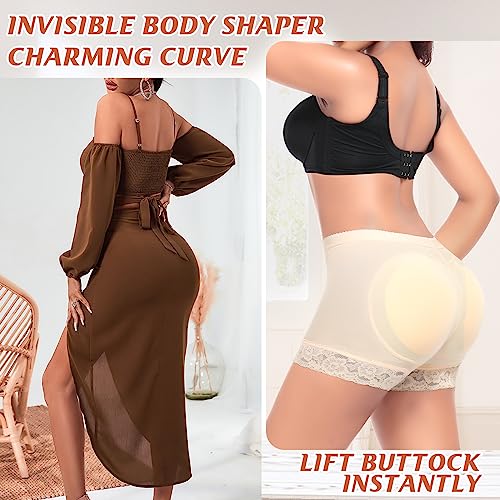 Image of Padded Underwear for Women Butt Pads Shapewear Shorts Booty Padding Lace Panties Butt Lifter Hip Enhancer