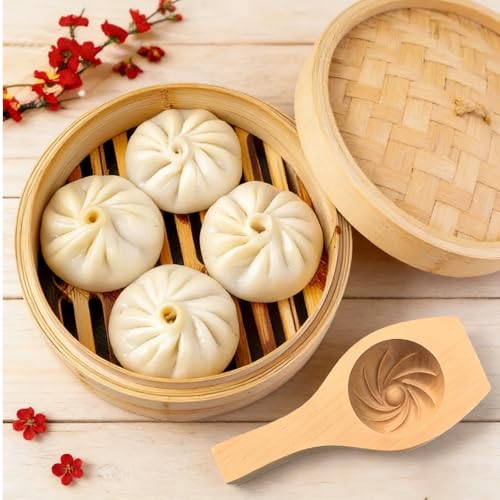 Image of Wooden Bao Bun Maker,Baozi Maker Machine,Wooden Steam Bun Mold,This Kitchen Appliances And Gadgets Is the Best Gift for Asian Food Enthusiasts And Dumpling Maker (Steamed Bun A)