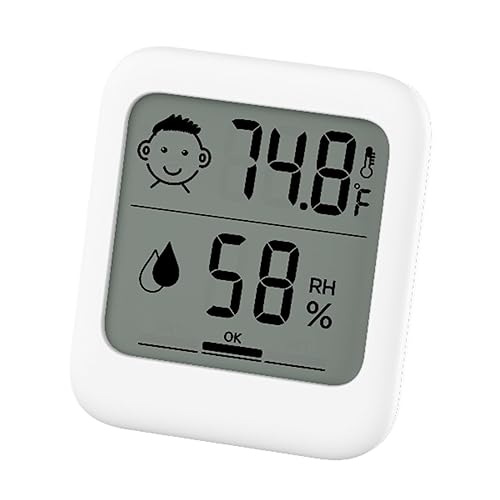 HATUSOKU Termómetro digital e higrómetro con pantalla facial cómoda, higrómetro, soporte, imán, colgante, simple, prevención de enfermedades