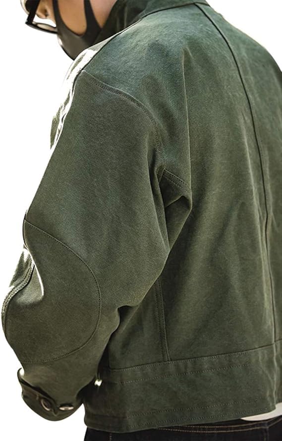 Mens Vintage Swedish Army Coat - Rider Motorcycle Green Cotton Jacket Lightweight jacket3