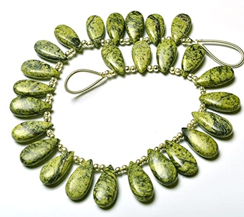Perles Jasper Heena naturelles forme poire lisse 15x7 mm pour création bijoux DIY