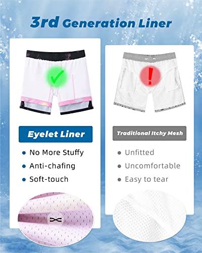 Image of SURF CUZ Mens Swim Trunks with Compression Liner Swim Shorts 7 inch Swimming Trunks Stretch 7 Inch Swim Suits Quick Dry