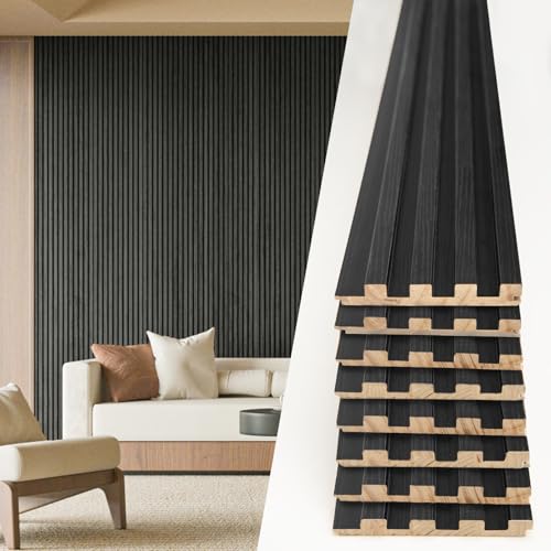 Image of Art3d 108 x 5.7 Inch Slat Wood Wall Paneling for Interior Decor, Black