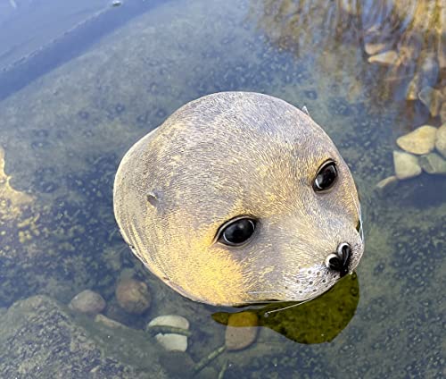 LB H&F Teichfigur SEEHUND Robbe Teichdeko Miniteich Gartenteich Dekofigur Garten Teich Dekotier Schwimmtier Schwimmfigur