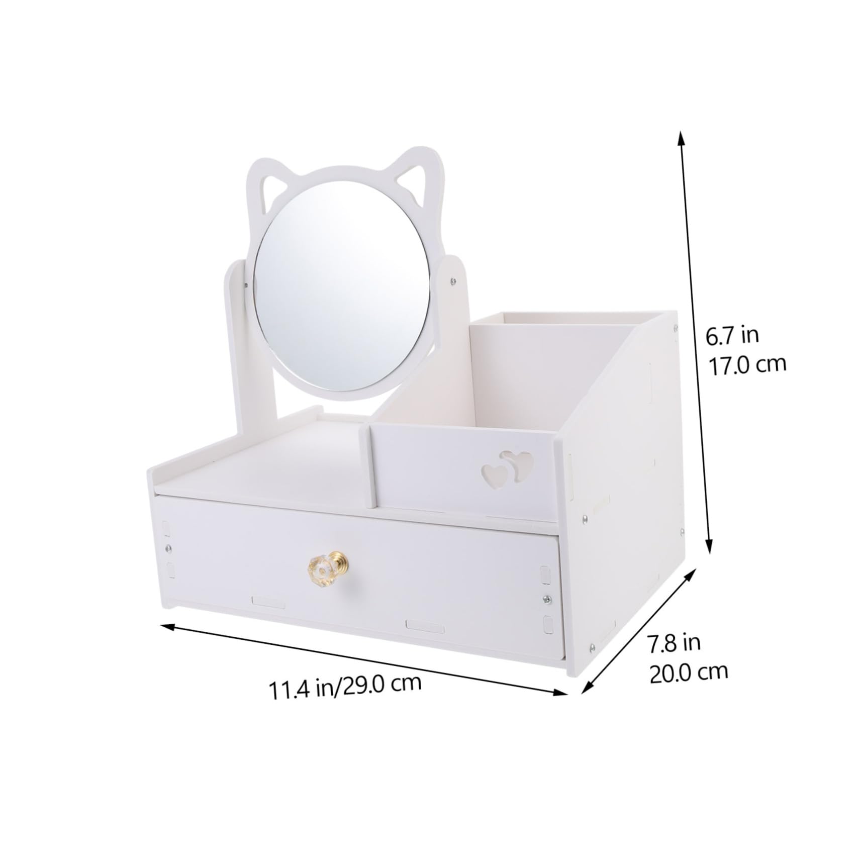 Boîte de Rangement avec Miroir, Organisateur de Bureau Multiusage