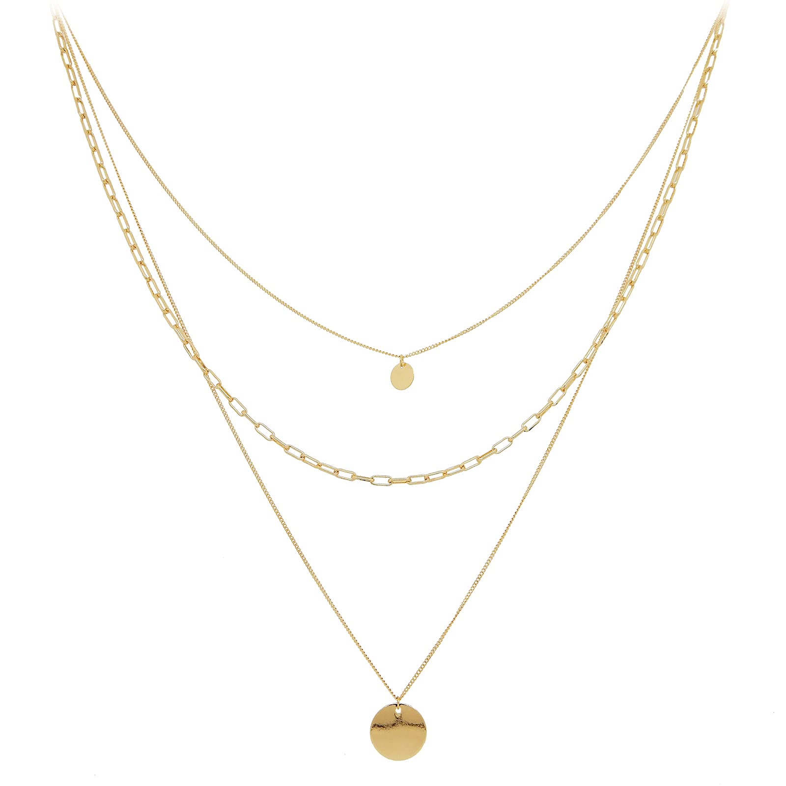 Fresh Vibes Multi-strand Golden Small & Long Triple Chain Necklace with Coin Pendant for Women - Fancy & Stylish Casual Wear Gold Plated Western Design Neck Lace Chains for Girls (B09GYJZNFL) Amazon Price History, Amazon Price Tracker