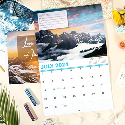 2023-2024 Wall Calendar - Bible Verse Calendar 2023-2024, July 2023 - December 2024, 17" X 11" (Open), Wall Calendar 2023-2024 With Hanging Hook, Blocks And Holidays - Nature's Beauty With Inspiring Bible Quotes #TOP5