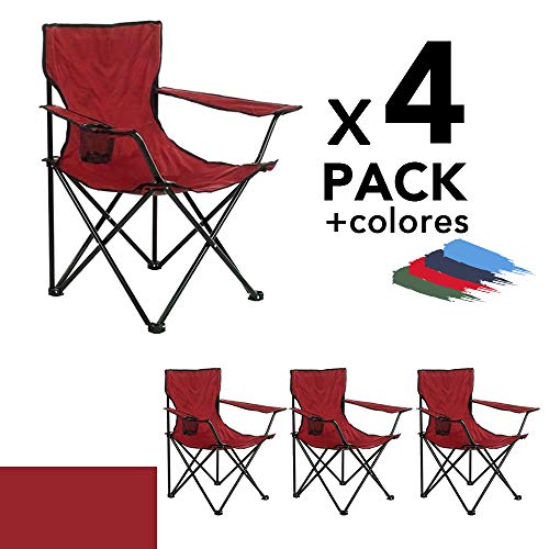 Arcoiris Silla de Camping, Silla de Acampada Plegable (Rojo 4pack)