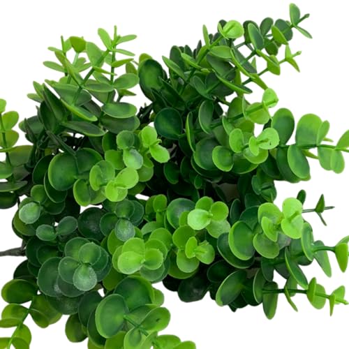 Image of Art Street Artificial PVC Plastic Eucalyptus Green Bushes, Bunch for Vase, for Home Decor Table Placement Office Desk (14 Inch, Set of 2, Green) (Vase Not Included)