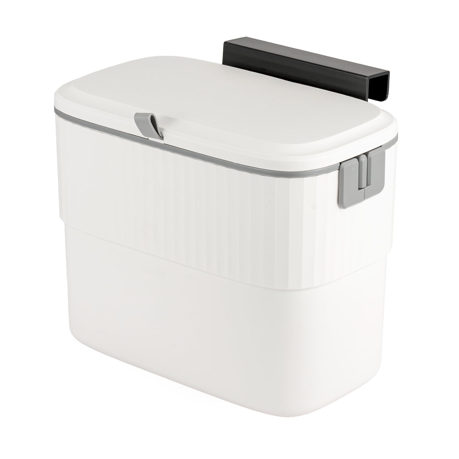 EVERGOODS Hanging Kitchen Waste Bin with Lid 7L/9L, Wall Mounted Cabinet Door Trash Can with Drawstring Bag Holder, Under Sink Compost Bin, Plastic Space Saving Bin Kitchen Bathroom Office (7, Litres)