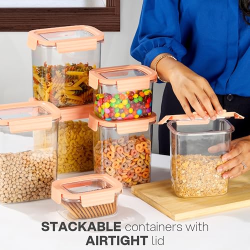 Image of CELLO Stylelock Pet Storage Container for Kitchen 620ml Baby Orange | Freezer & Fridge Safe Stackable Airtight Kitchen Storage Container Jar Box Set for Biscuits Bread Coffee Fruits Pasta Flour Spices