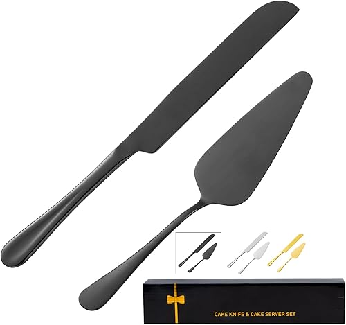 Miniatura 1 de Juego de servir pasteles, servidores de pastelería, cuchillo de acero inoxidable y juego de servidor perfecto para cumpleaños, bodas, fiestas y