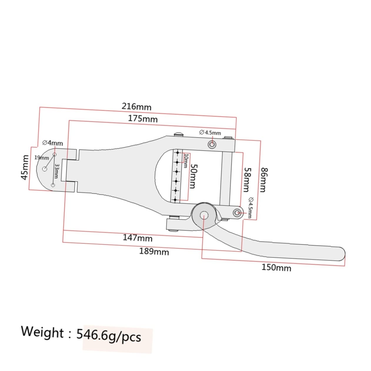Ponte Tremolo Vibrato Ga409 per Chitarra Elettrica Argento | Set Tailpiece in Metallo, Leggero e Ben Lucidato, Ricambio per Parti Chitarra Elettrica