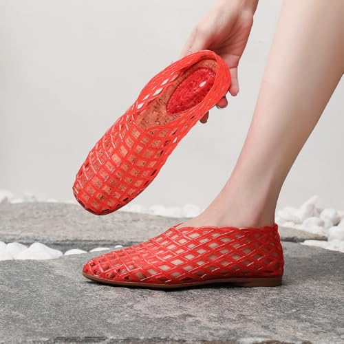 Jelly Mesh Ballet Flats for Women Clear Jelly Sandals Slip On Water Slides Closed Back Transparent Ballerina Slippers Lightweight Breathable No Slip Summer Dress Shoes Beach Party Cruise Vacation4