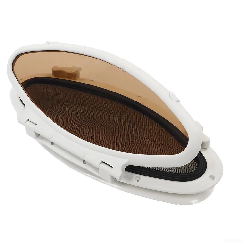Ovales Bullauge, 470 x 210 mm, wasserdichtes Bootsfenster mit Bildschirm und Schaltergriff, ABS-Rahmen, für Yacht, Schiff, Wohnmobil, Kabinenlicht