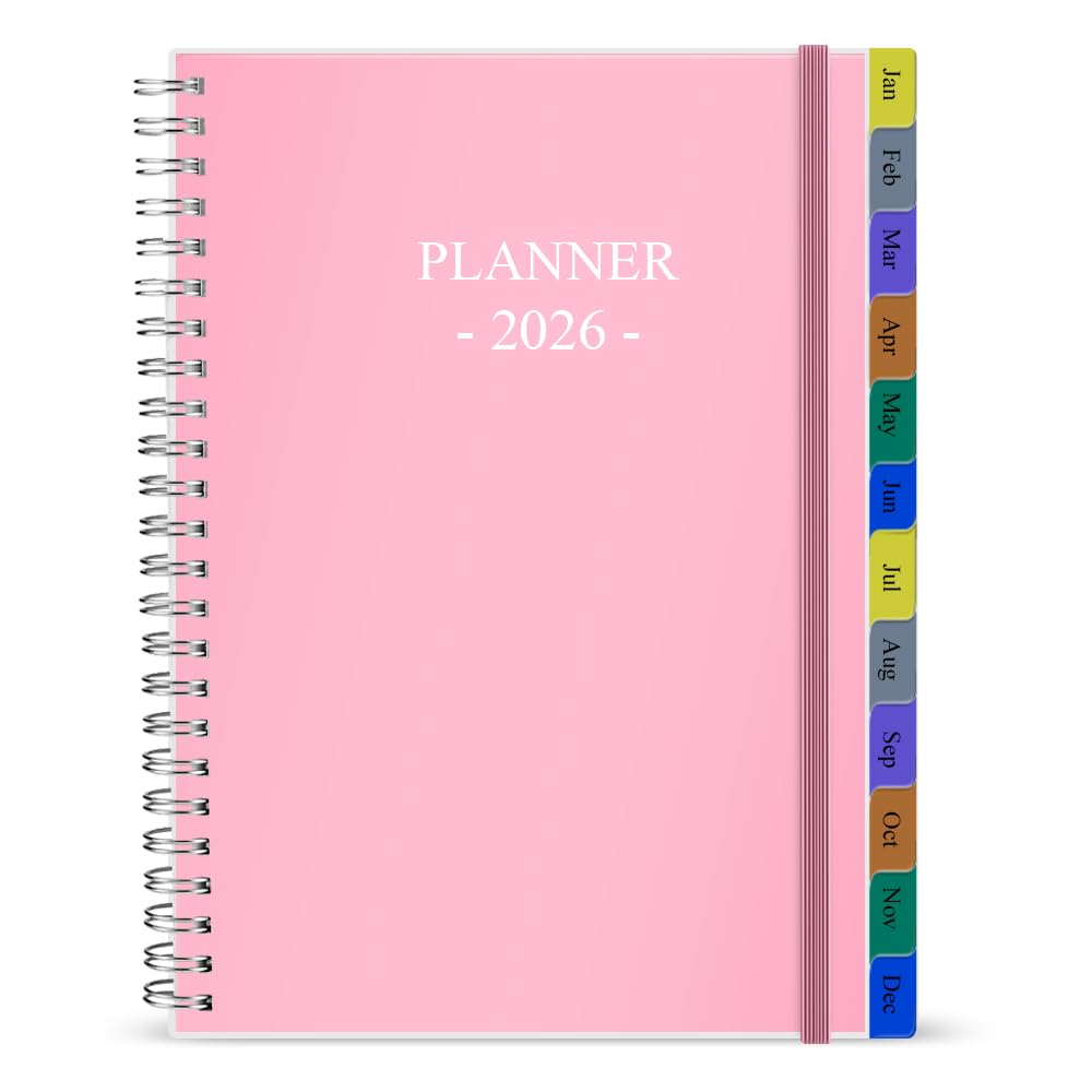 2026 Planner - Weekly & Monthly Planner Runs January 2026 to December 2026, 6.25" x 8.25", 12 Monthly Tabs, 14 Notes Pages, Inner Pocket, Flexible Cover with Twin-Wire Binding, Planners 2026