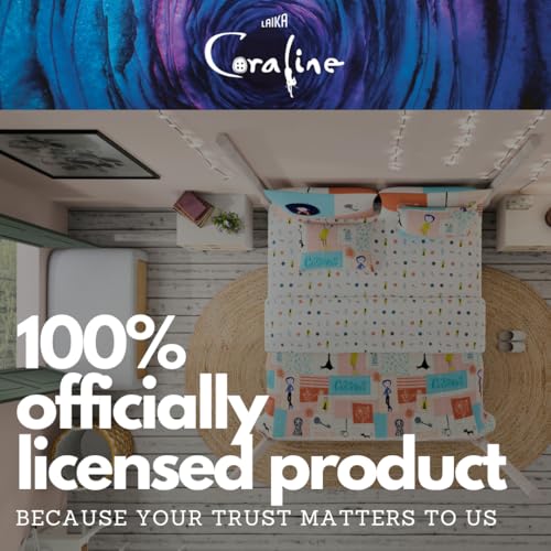 Image of Coraline Kids Bedding Super Soft & Cozy Reversible Microfiber Comforter and Sheet Set with Sham, 7 Piece Full Size, (Officially Licensed Product) By Franco