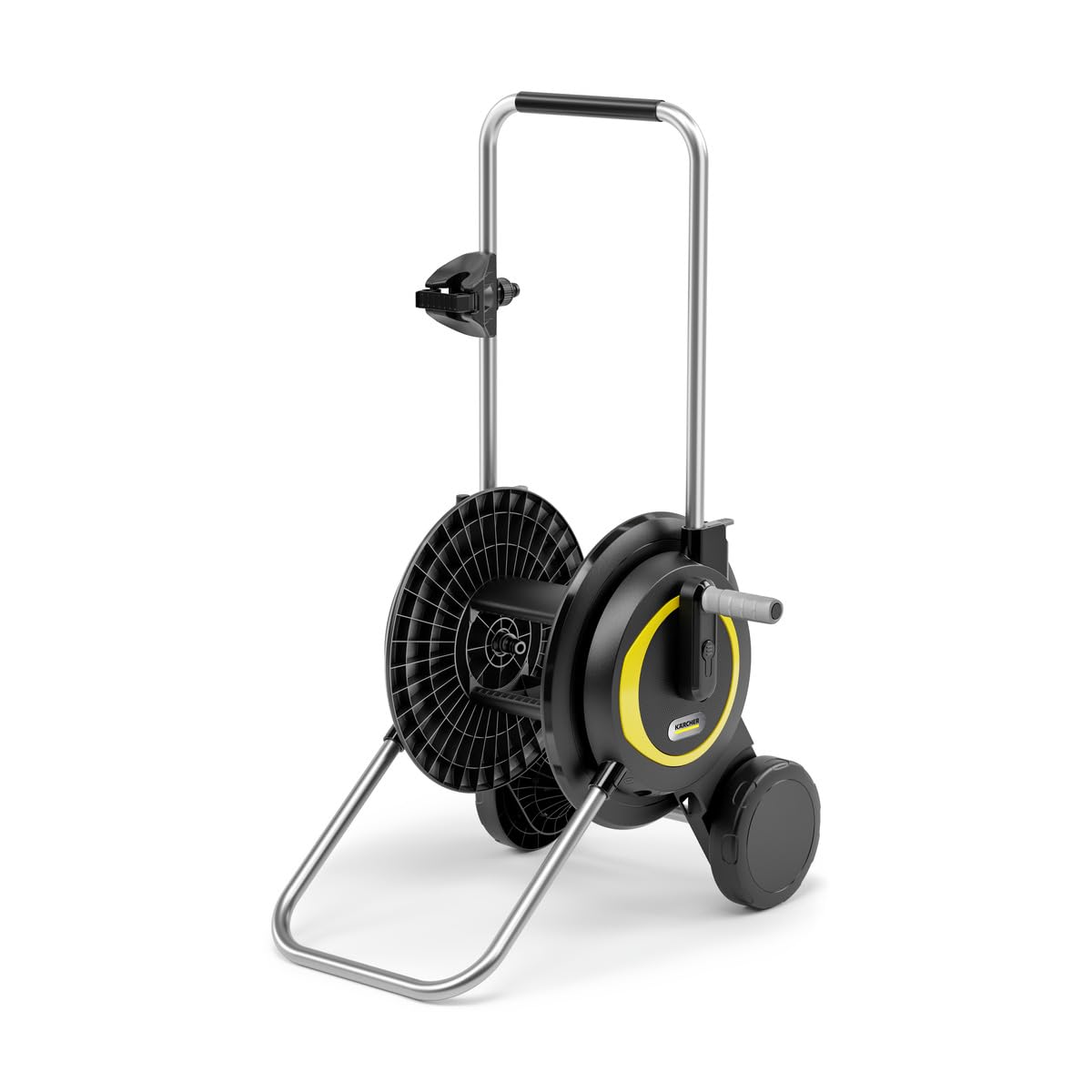 Kärcher HT 3 Compact and Movable Hose Trolley with Extra Wide Base Height Adjustable Handle and Syringe Holder Black