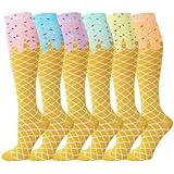 Shyyween 6 Pairs Baseball Ice Cream Drip Socks for Teen Boy Girl Pastel Ice Cream Knee High Socks Novelty Sport Gifts(Macaron Colors)