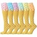 Shyyween 6 Pairs Baseball Ice Cream Drip Socks for Teen Boy Girl Pastel Ice Cream Knee High Socks Novelty Sport Gifts(Macaron Colors)
