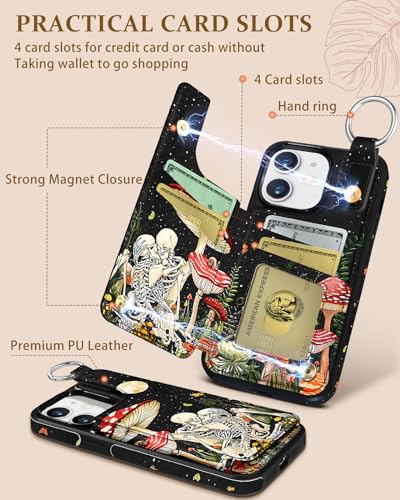 Shorogyt for iPhone 11 Wallet Case, Mushroom Skull - image 3