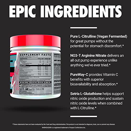 Image of GHOST Pump Nitric Oxide Powder, Warheads Sour Watermelon - 40 Servings - Sugar & Stim-Free Pre-Workout Supplements- L-Citrulline, Arginine Nitrate & L-Glutathione - Soy & Gluten-Free, Vegan